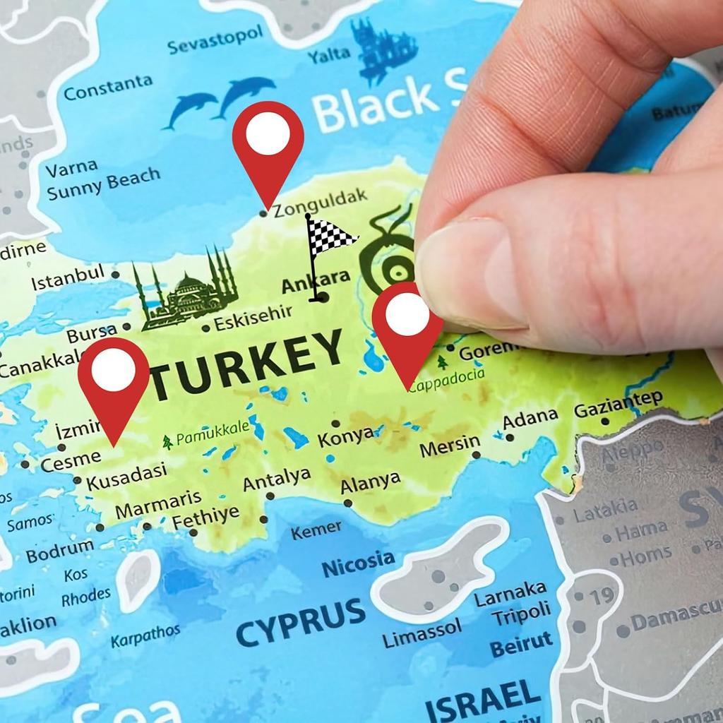 280PCS Map Location Stickers,Self Adhesive Peel and Stick Indicator Labels,Map Pointer Stickers for Marking Camping Adventure Sites or Travel