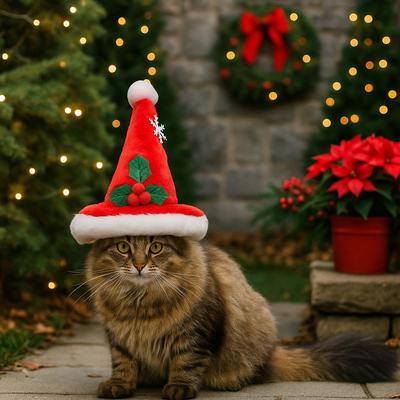 Módní nastavitelná vánoční čepice pro mazlíčka Měkká pohodlná čepice Santa pro mazlíčka Barevná roztomilá sváteční čepice pro mazlíčka Vánoční fotografie