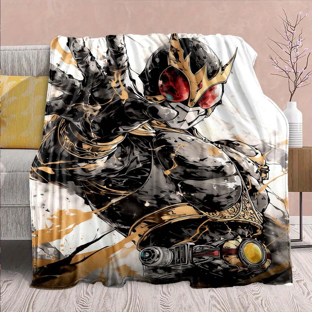 Kamen Rider Anime Flannel Blanket – Soft, Warm, Perfect for Sofas, Bedding, Camping, Travel, Office, and Home Decor – QJY