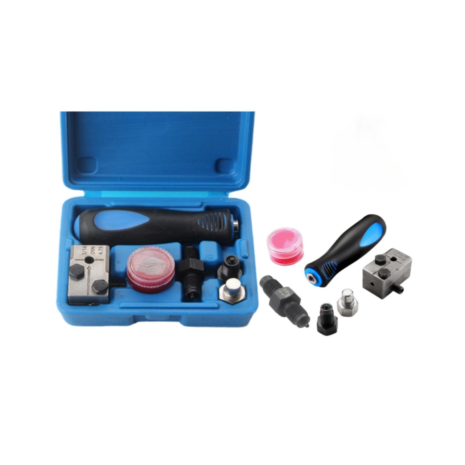 

Универсальный набор инструментов для тормозных магистралей автомобиля, Сверхпрочный инструмент для двойной тормозной трубки с кейсом и позиционирующим болтом, Для автомобильных топливных магистралей, Мотоциклетный DIY(6 шт.) One Size синий