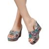 Large size slope heel fish mouth cool slippers women's fashion floral thick bottom one-word slippers