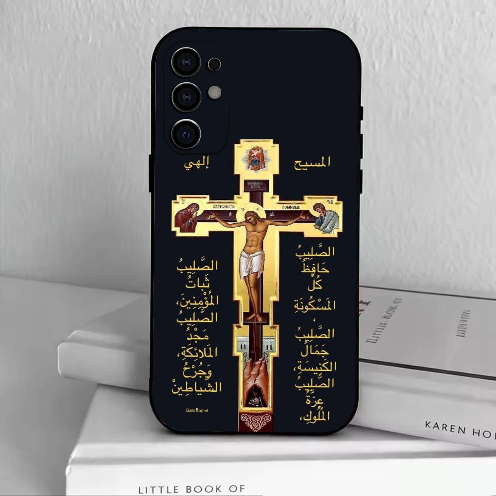 O-Orthodox Cross Phone Case For Samsung S25,S24,S21,S22,S23,S30,Ultra,S20,Plus,Fe,Soft Silicone Black Cover