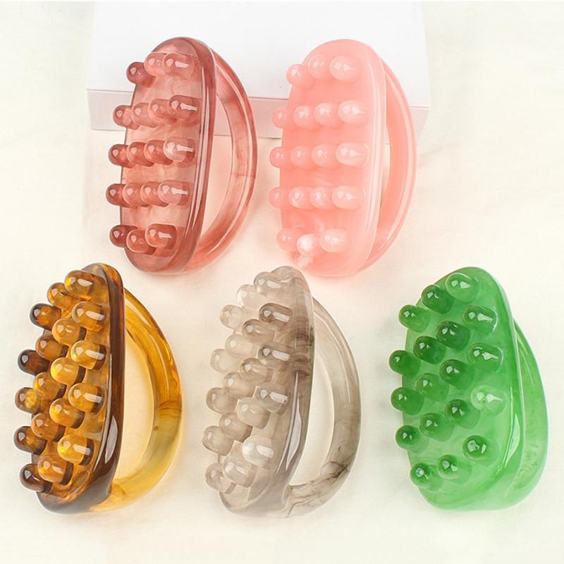 18 Beads Handheld Gua Sha Massage Roller Natural Resin Waist Neck Back Leg Body Meridian Scraping Spa Anti Cellulite Relaxation