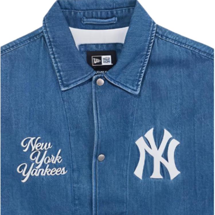 New Era SS25 Logo Embroidered Single-Breasted Long Sleeve Denim Jacket Unisex jackets 14536454