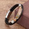 Minimalist Crystal Stone Bracelet Braided Leather Cord Stainless Steel Chain Waterproof Jewelry for Men Women Daily Use