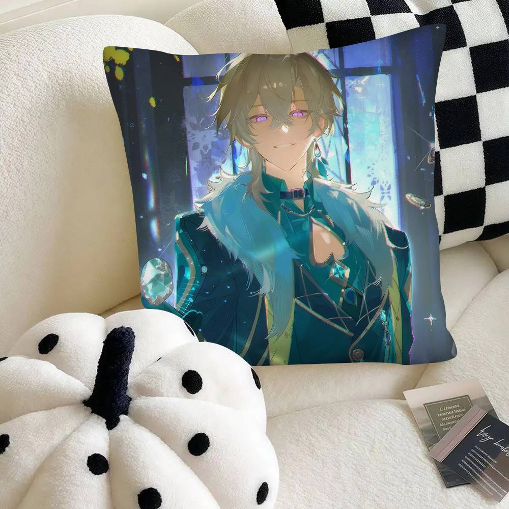 

Aventurine HOT Game Honkai Star Rail Pillow Case Square Pillow Bedroom Sofa Leisure Comfort Cushion Car Home Decoration 16x16Inch