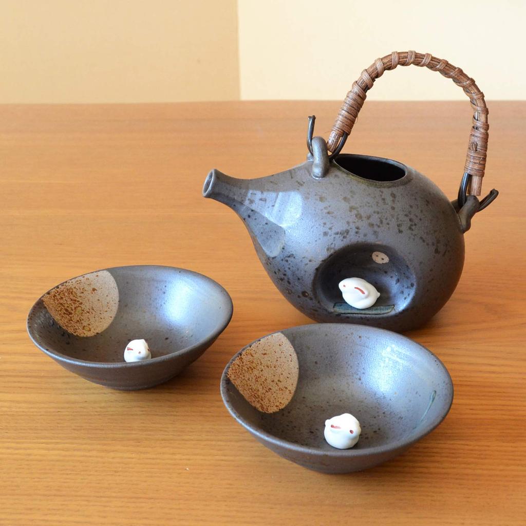 Liquor Tokkuri Ochoko Arita 1 Sake 2 Sake Cups Tsukimi Ceramic Set, Set, Ware, Bottle, Set, Usagi,