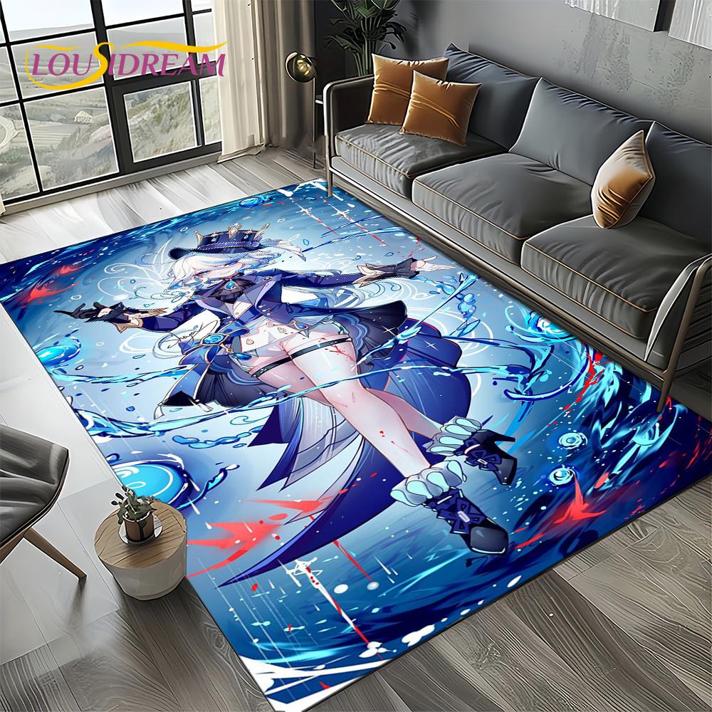Nowy Dywanik Kreskówkowy Solo do Gier Genshin Impact do Salonu Sypialni Dekoracja Domowa Sofa, Mata Podłogowa Antypoślizgowa do Zabawy dla Dzieci