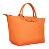Longchamp Le Pliage Green 30 Solid Short Handle Snap Zipper Closure Nylon Tote Bag Medium Women Tote Bags Orange L1623919P54