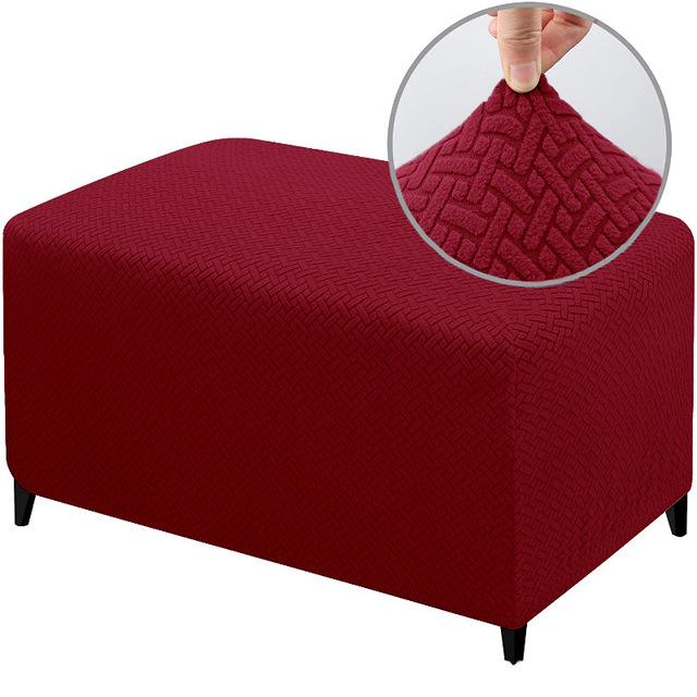 Jacquard Ottoman Cover Stretch Durable Footstool Cover Bench Stool Cover Washable Furniture Protector Stool Cover