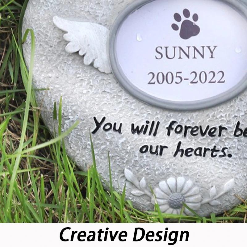 Resin Pet Gravestones Memorial Funeral Dog Cat Tombstone Photo Frame Saving Memorials Gravestones Dogs Keepsake Garden Ornament