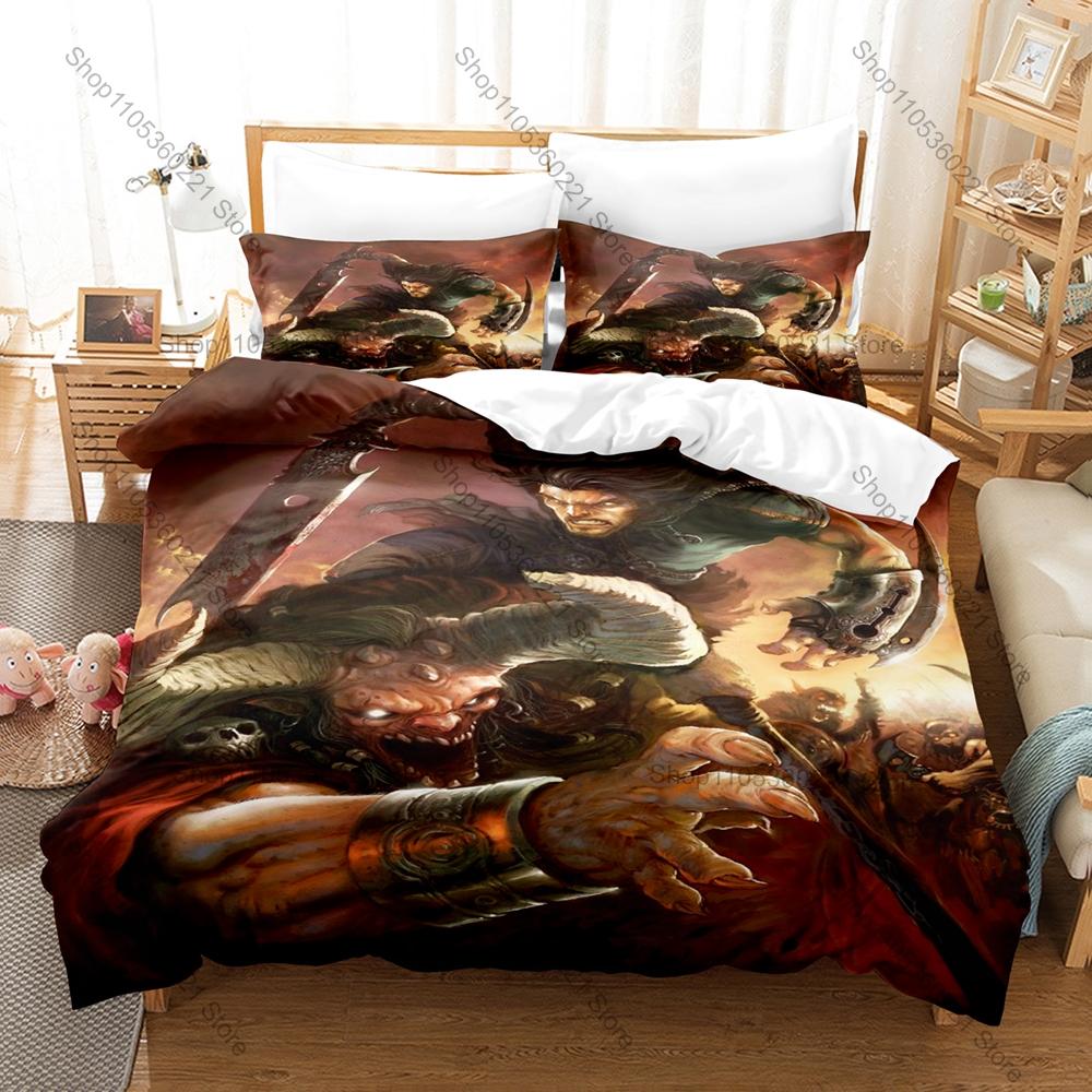 Cool Icon Garshasp Warrior Graphic Monster Slayer Gaming Bedroom Decor Bedding Duvet Cover + 2 Pillowcases Old PC Game Fan Room