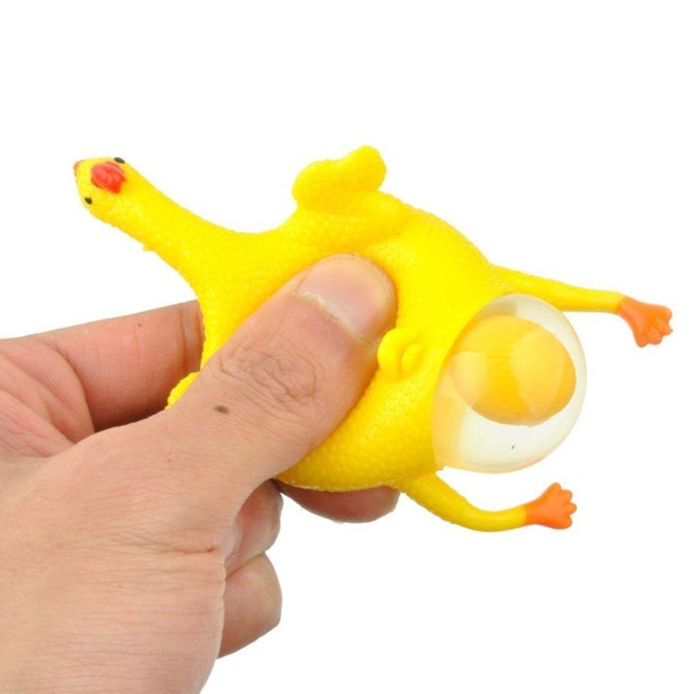 Yellow Hand Novelty Hens Pranks Spoof Halloween Gift Funny Chickens Lay Eggs Keychain Vent Toys