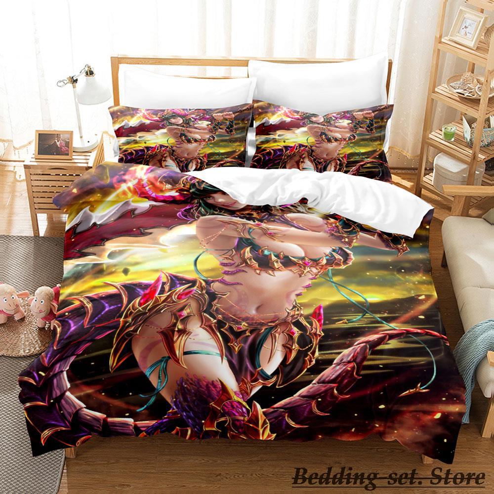 Black Summoner Bedding Set Single Twin Full Queen King Size Bed Set Adult Kid Bedroom Duvetcover Sets Anime Parure De Lit Bed
