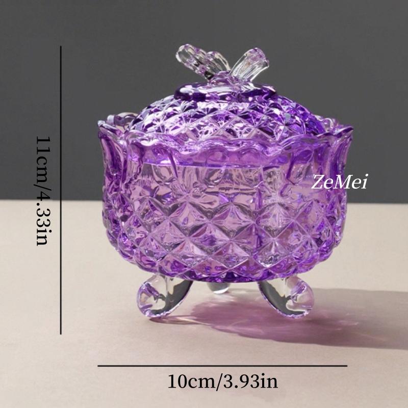 European-Style Glass Tripod Butterfly Transparent Storage Jar,Jewelry Organizer Glass Jar With Lid Candy Container Decoration