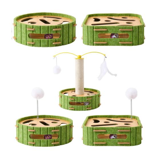 Cat Scratch Enrichment Box Interactive Cat Nail File Puzzle Toy with Jingling Bell Balls Cat Scratcher