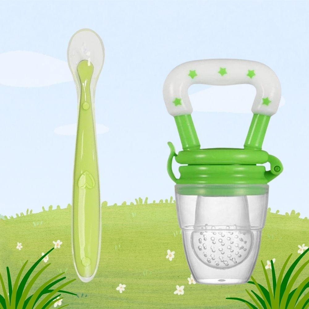 Baby Feeding Combo – Fruit Feeder & Soft Silicone Spoon Set