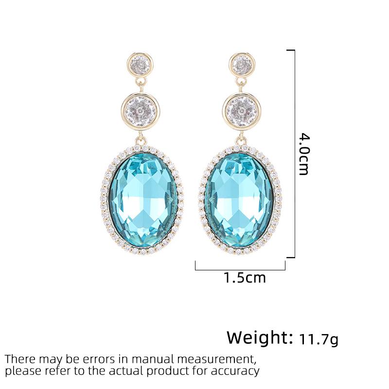 Women's Light Luxury Design Elegant Simple Niche Versatile Pendant Earrings Fashionable Oval Geometric Zircon Earrings