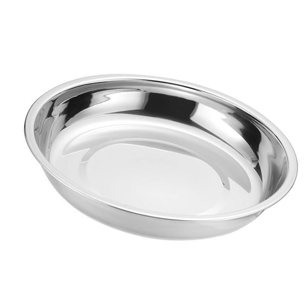 Metal Dinner Plates 304 Stainless Steel Round Camping Plates Thickened Soup Plate Tableware Tool S (16cm)