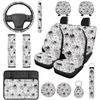 Red Spider Web Car Seat Covers with Steering Wheel Cover,Armrest Cushion,Seat Belt Covers Cup Holder with Keychain,Automotive Protector Set Unverisal