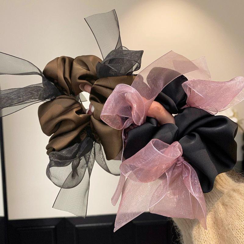 Korean Elegant Bow Mesh Scrunchie: 2026 High-End Ponytail Bun Hair Tie