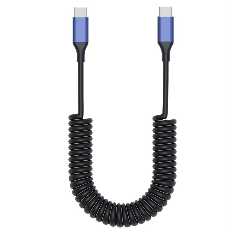 

Spring-Stretch Type-C Fast Charging Cable for Phones & Tablets Unstretched 0.4m + Stretched 1.6m
