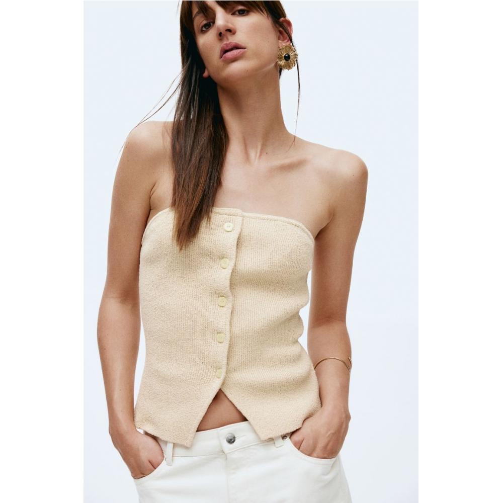 

Вязаный топ-труба HM бежевого цвета