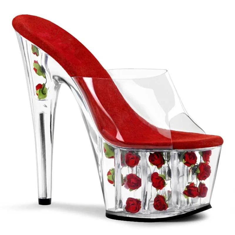 Fashion 15cm High Heeled Stiletto Heel Crystal High Heels Fairy Style Line with Sandals 2025 New Summer Transparent Sandals Women