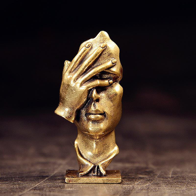 1/3Pcs Brass Abstract Face Sculpture Desktop Decoration Modern Art Statue European Style Figurine Home Office Decor Ornaments