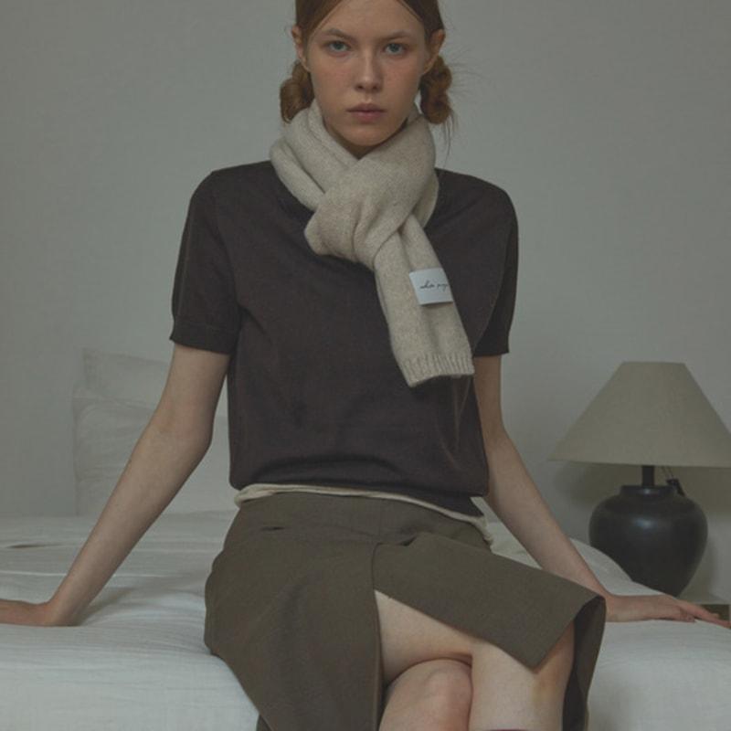 White Project VIRGIN WOOL KNIT MUFFLER_OATMEAL