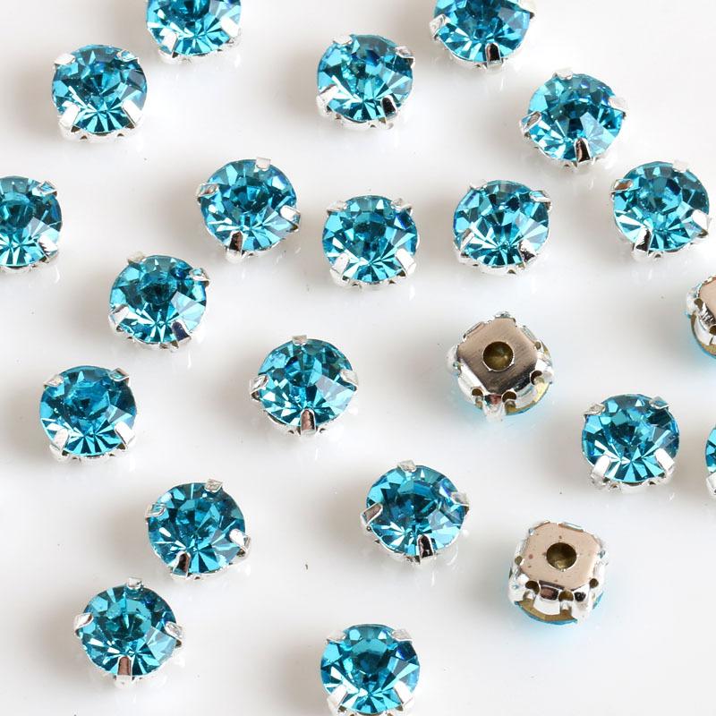 1440pcs Glass Flatback Round Rhinestones with Nickel-Free Metal Base Eco-Friendly Sew-On Stones for Shoes Garments Bags & Hats
