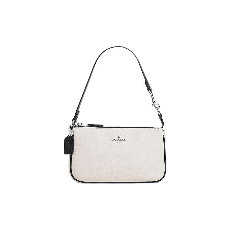 

Coach Nolita 19 Solid Color Brand Logo Hardware Buckle Card Slot Leather Underarm Handbag Shoulder Bag Small Women handbag White CP490-SVDMH Basic Set (Bag+Dust Bag)
