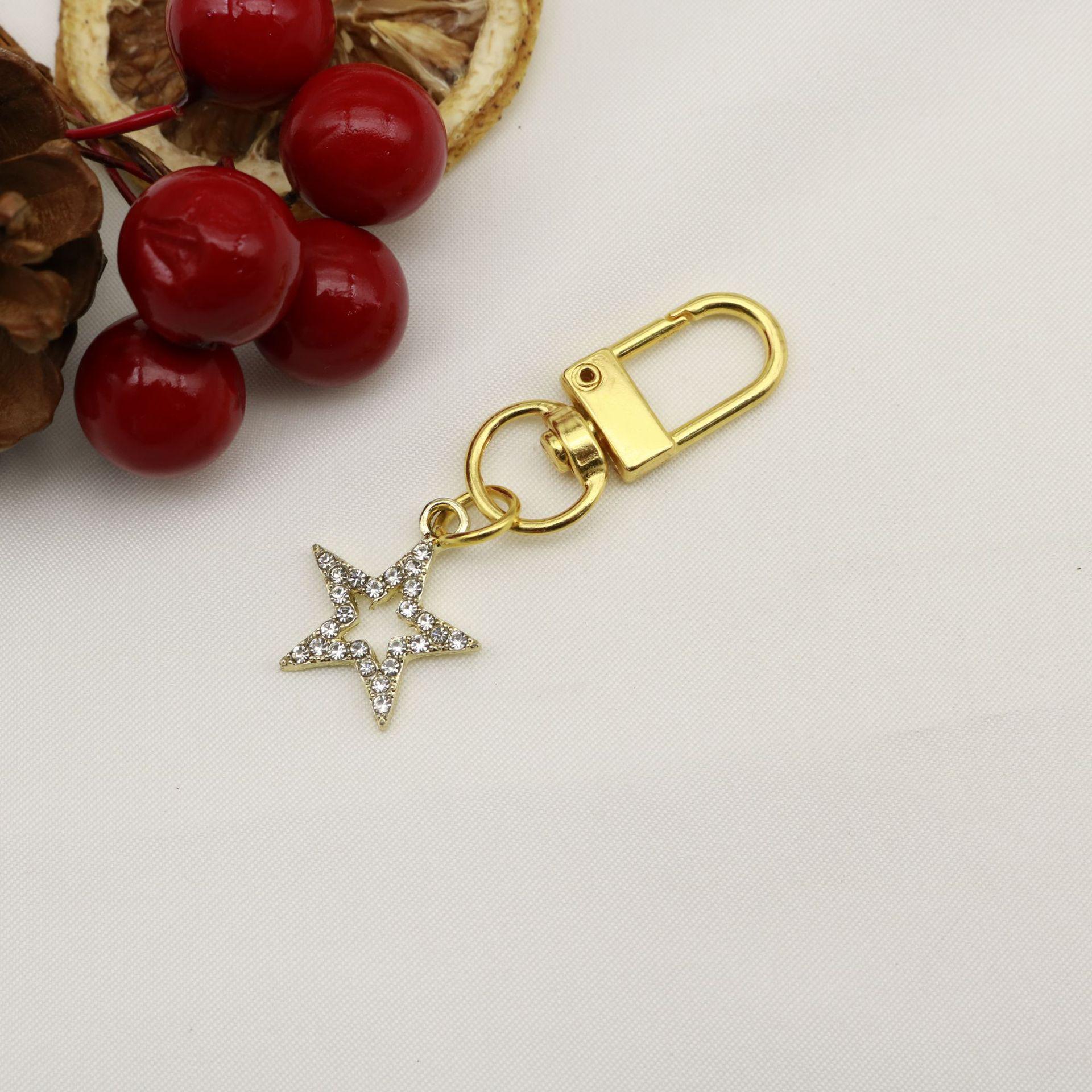 Rhinestone Star Alloy Party Keychain - European & American Style золотой