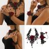 2pcs Gothic Lace Choker Necklace Finger Rings Bracelet Halloween Costume Accessories Jewelry for Women Girls Gift