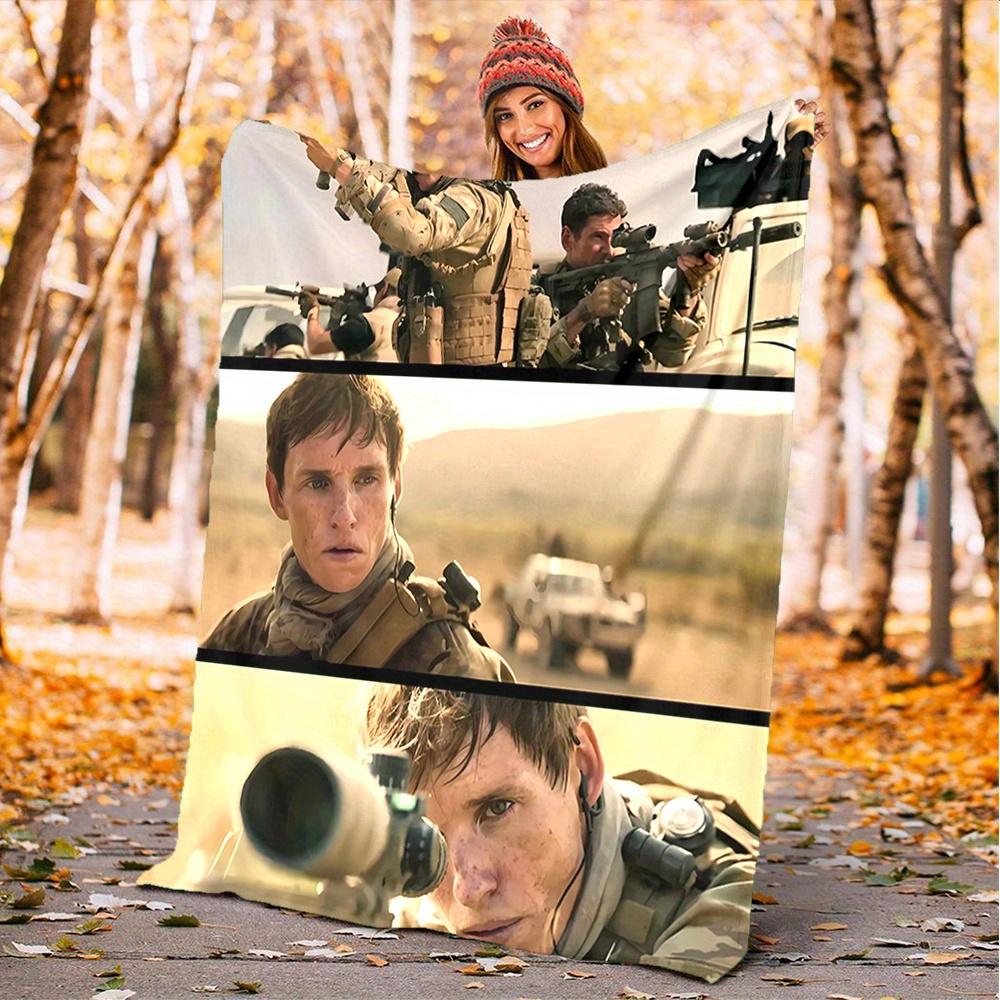 

1pc Soldier, Desert, Sniper Digital Printed Flannel Blanket, Super Soft Plush Fleece Bed Cover, Multipurpose Four Season Blanket for Sofa, B 150x180cm