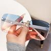 Luxury Gradient Sunglasses Women Metal Curved Eyewear Rimless Fashion UV400 Protection Gafas De Sol