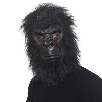 Máscara de látex de gorila preto adulto engraçado rosto inteiro máscara animal festa de halloween cosplay traje adereços realista