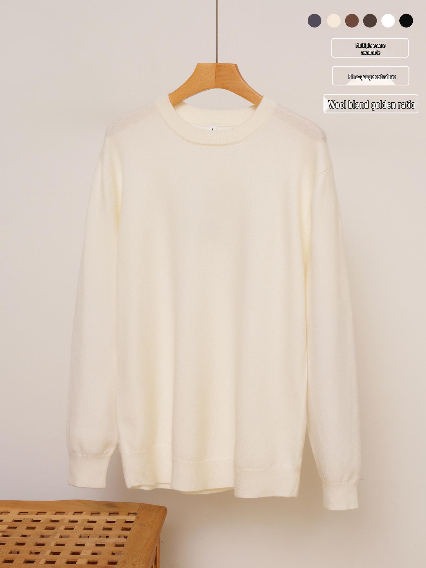 Мужской осенне-зимний шерстяной вязаный свитер ленивого стиля с круглым вырезом 4XL