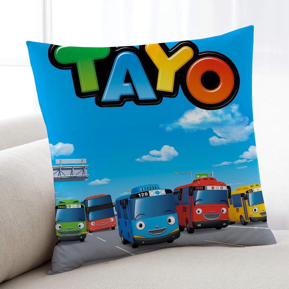TTayo The LLittle Bus Cartoon Cushion Cover Home Bedding Sofa Living Room Pillowcase Simple Soft Skin Cushion Cover Party Gift