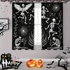 2pcs - Halloween Gothic Style Skull Astronaut Print Curtains, Pole Bag Home Decoration, Room Decoration