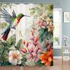 Tropical Plant Parrot Shower Curtain Watercolour Monstera Palm Leaf Birds Pink Floral Green Leaves Bathroom Curtains Home Decor