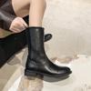 Fashion Autumn Winter Women Mid Calf Boots Female Round Toe Slip On Shoes Street Style Motorcycle Botas Mujer