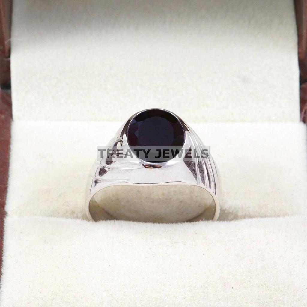 Black Onyx Oval Cut Gemstone With 925 Sterling Silver Ring For Men's #A828 JL375666928282