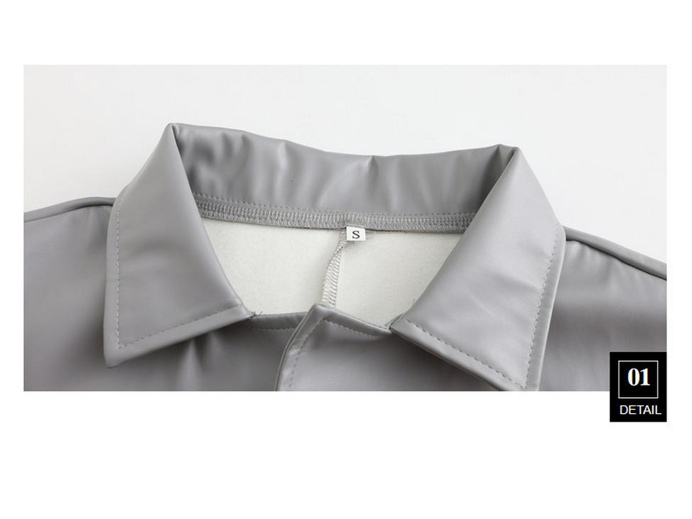 2024 Men's Extended Length PU Leather Jacket with Suit Collar - Casual Spring Fashion