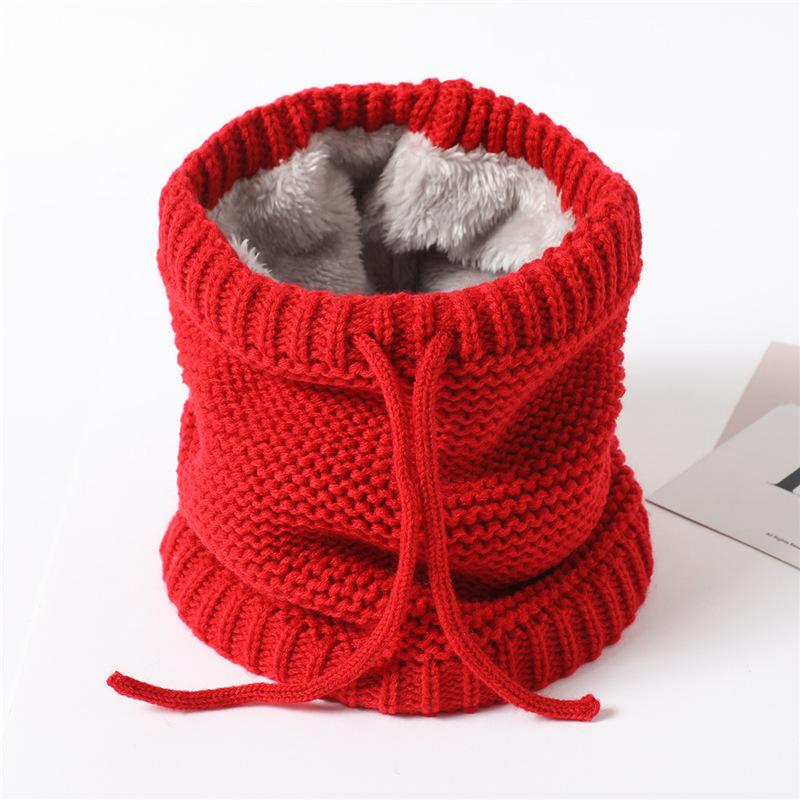Unisex Autumn Winter  Knitted Ring Neck Cover Scarf Children Thickened Fleecing Drawstring Neckerchief Women Men Decoration