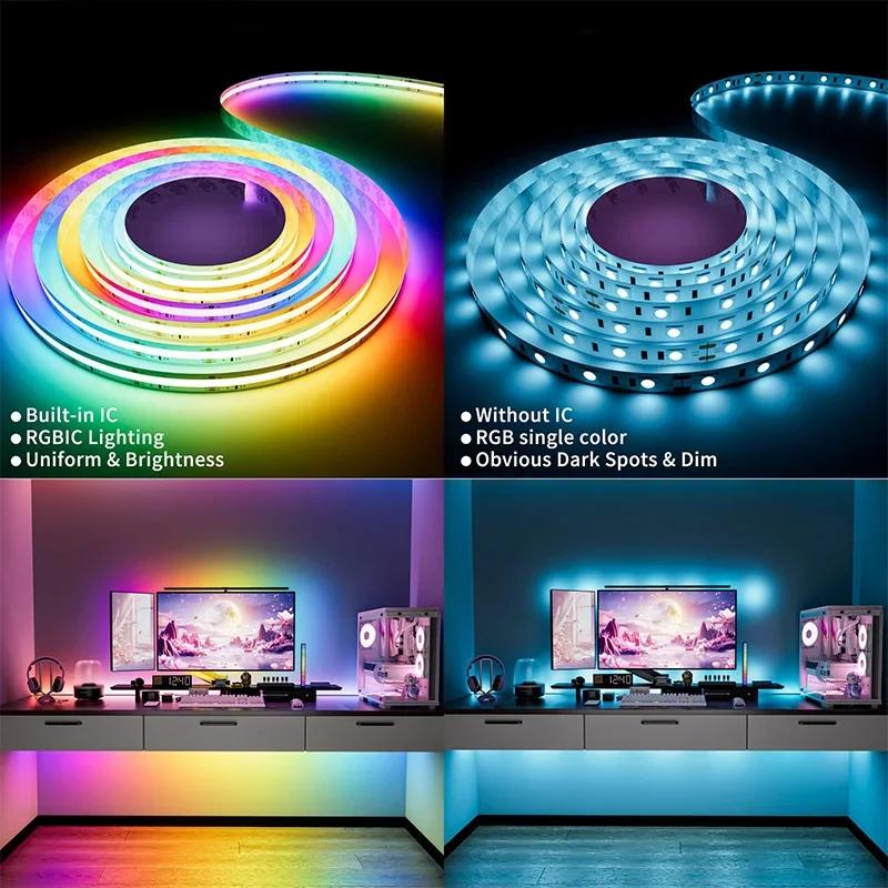 Intelligentes RGBIC COB LED-Streifenlicht Adressierbares Dreamcolor Flexibles Neonband mit APP-Fernbedienung für Raum-, Heim-, Partydekoration