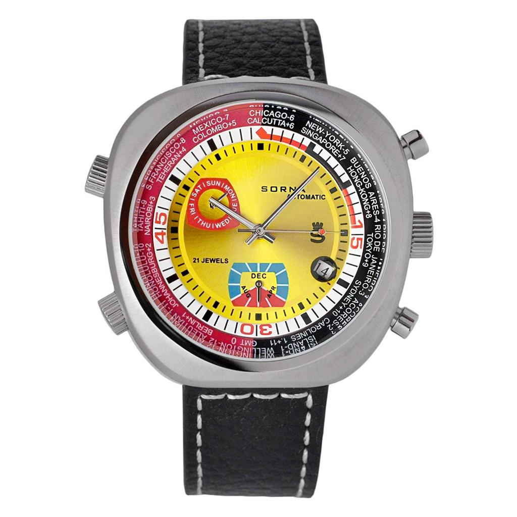 SORNA Automatic watch manual winding Reprint model Yellow (with function) T23766-YELLOW