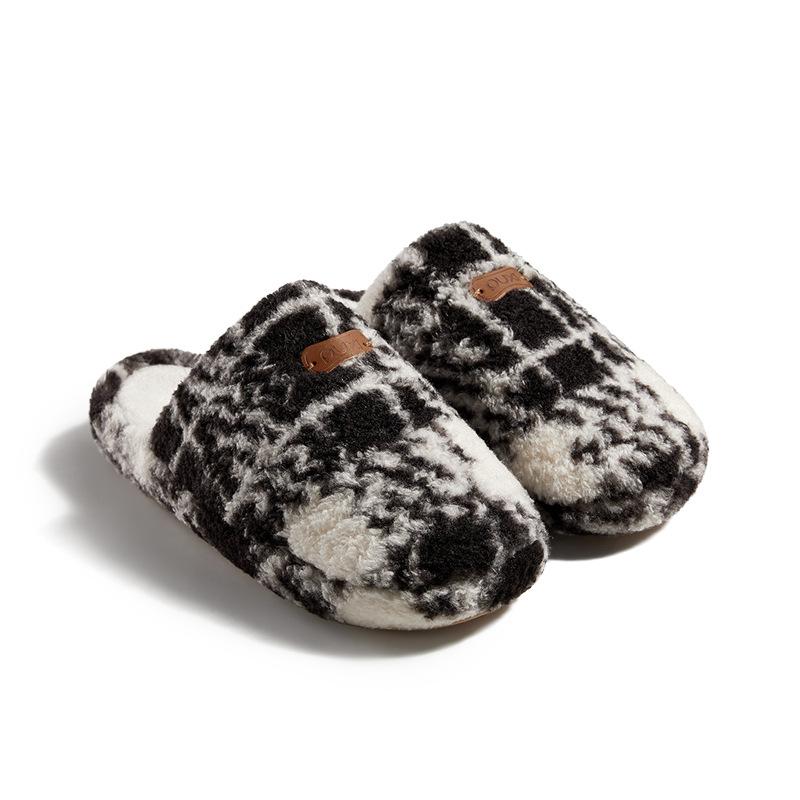 

Простые хлопковые тапочки новая осень и зима пары домашние комнатные толстая подошва нескользящие набивные теплые пушистые тапочки 44-45