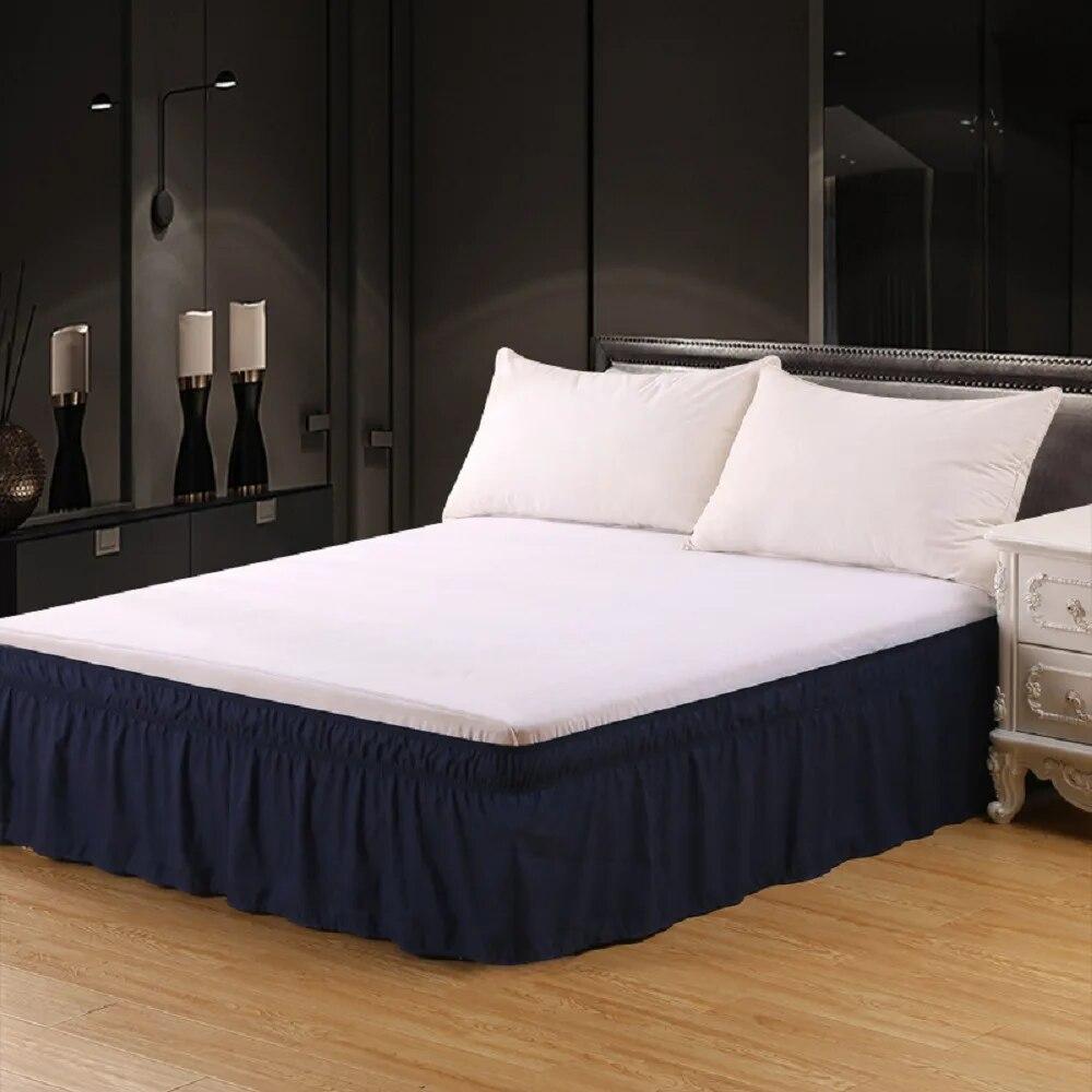 Solid Color Elastic Ruffle Bed Skirt Wrap Around Style Comfortable Fade Resistant Bed Cover Without Surface Twin Queen King Size
