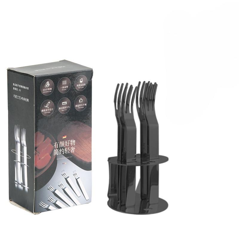 304 Stainless Steel Fruit Fork Set Creative 6 Pcs Fruit Fork Dessert Fork Moon Cake Fork Cake